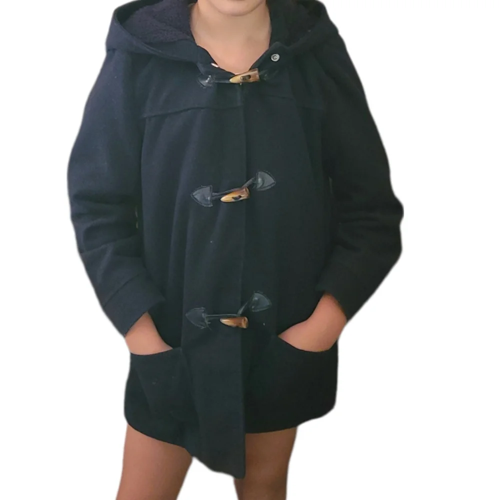 Girl's Pea Coat Pumpkin Patch NAVY Blue Hooded Pea Coat Size 11